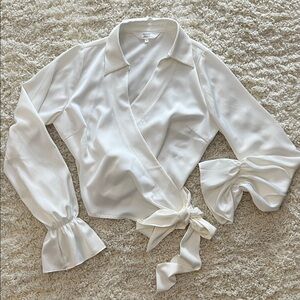 Amaryllis White Wrap Blouse